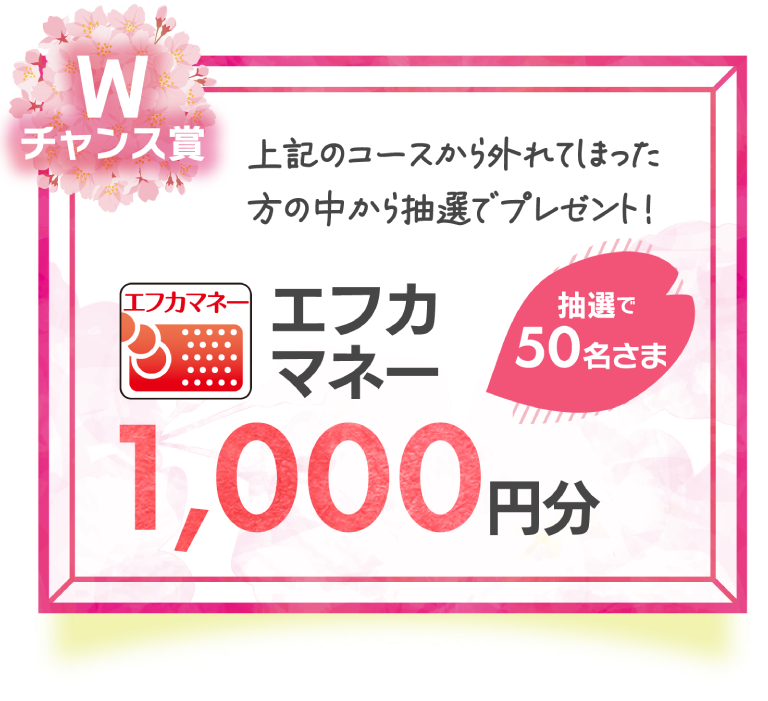 Wチャンス賞　エフカマネー 1,000円分　抽選で50名さま