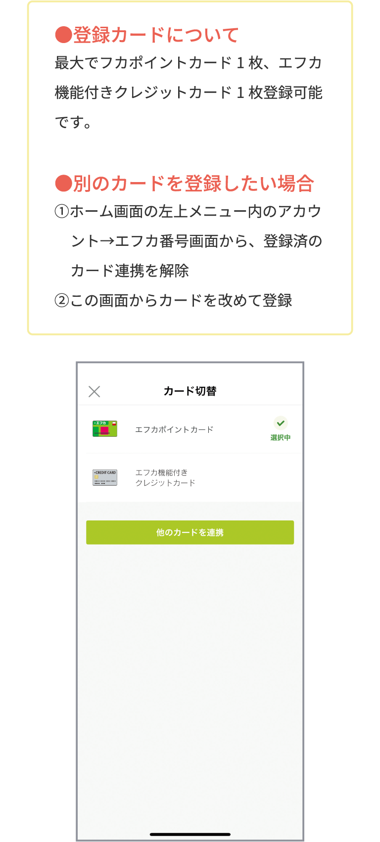 「エフカを切り替える」アプリ画面イメージ02