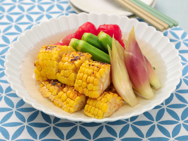 イメージ画像 焼きもろこしと夏野菜の冷製だし浸し