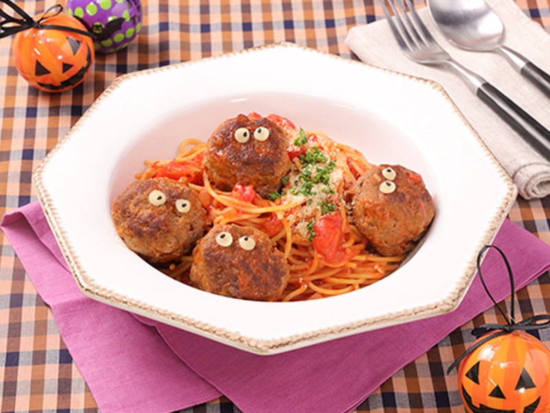イメージ画像:ハロウィンに♪おばけのミートボールパスタ